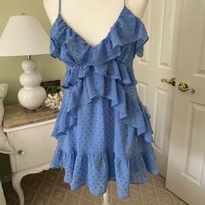 NBD Blue Ruffled Mini Dress